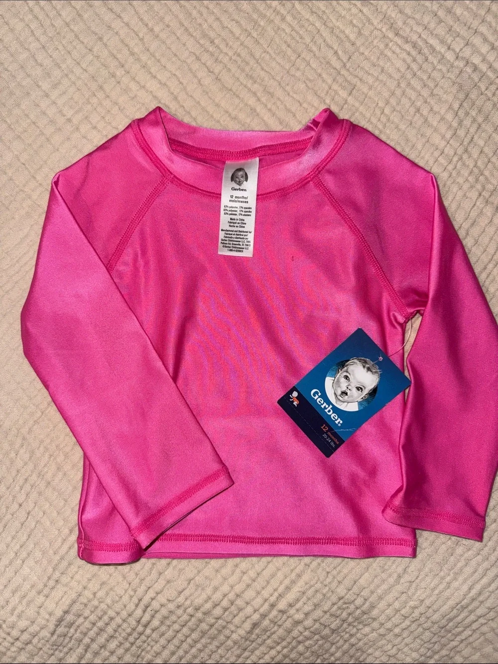 Gerber Bright Pink Long-Sleeve Kids Rash Guard